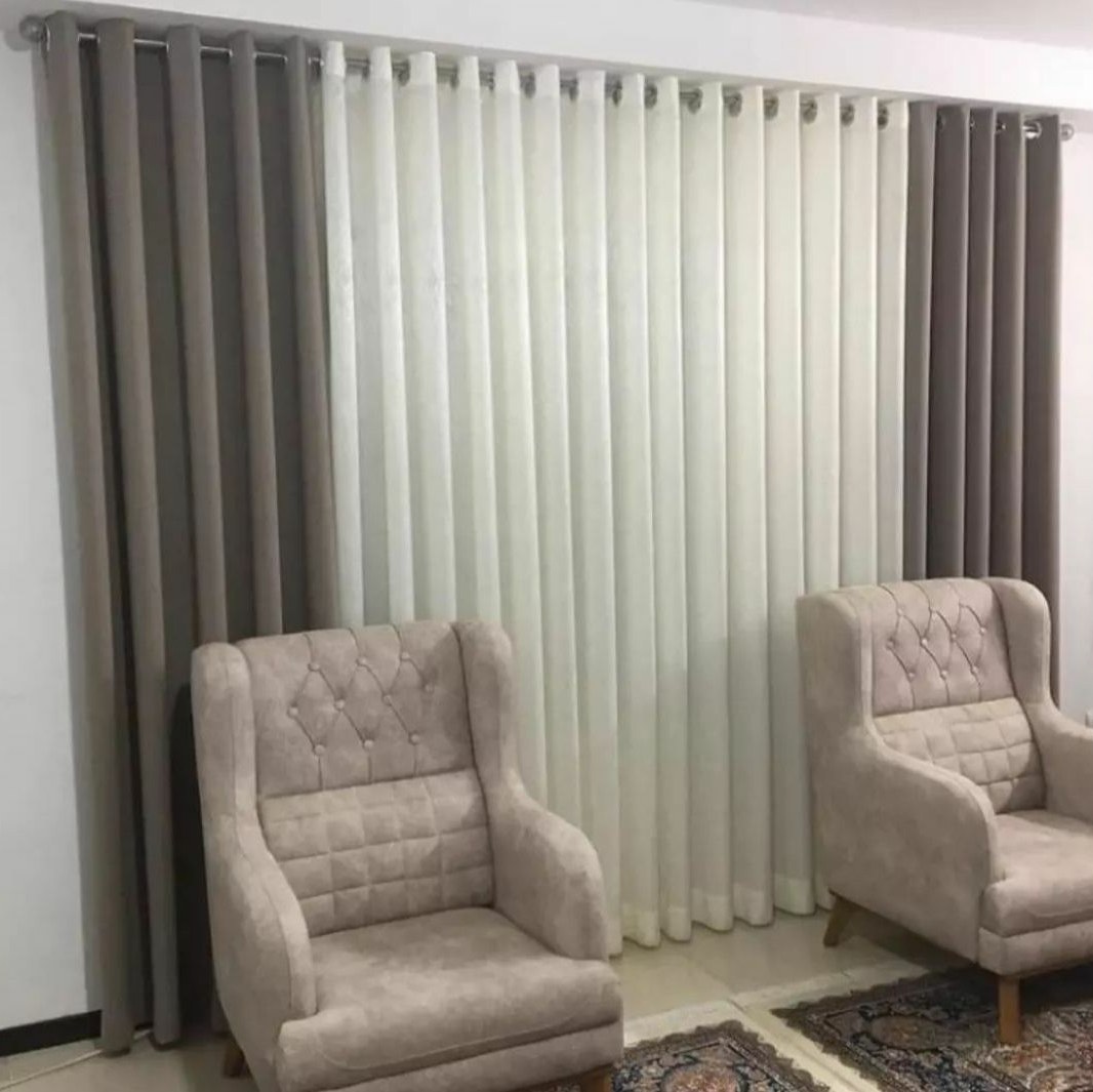 پرده کامل عرض 3 متر وسط حریر نازلی دکور کتان هازان تنوع رنگ ارتقاع290قابل تغییر
